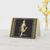 Flapper Girl Thunder_Cove der 1920er Jahre Karte (Gelbe Blume)