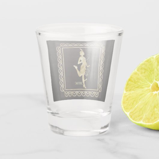 Flapper Girl Thunder_Cove der 1920er Jahre Schnapsglas (Rückseite)