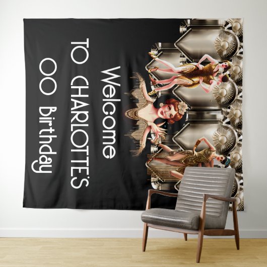 Flapper girls 1920 art Deko Great Gatsby theme Wandteppich (Beispiel (Horizontal))
