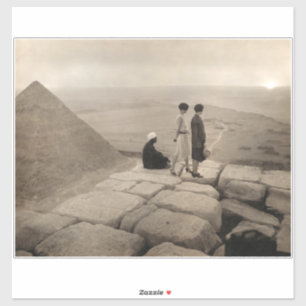 Flapper Girls Sunrise Khufu Pyramid, Ägypten 1920 Aufkleber