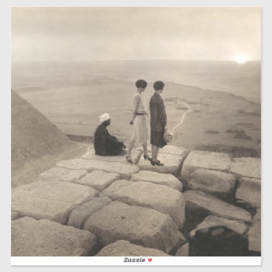 Flapper Girls Sunrise Khufu Pyramid, Ägypten 1920 Aufkleber (Blatt)