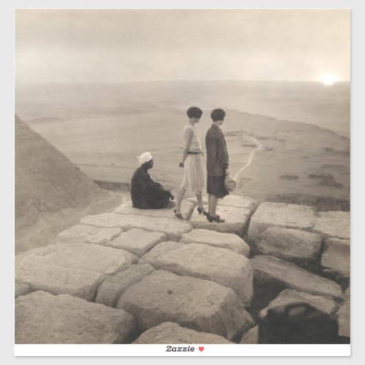 Flapper Girls Sunrise Khufu Pyramid, Ägypten 1920 Aufkleber (Blatt)