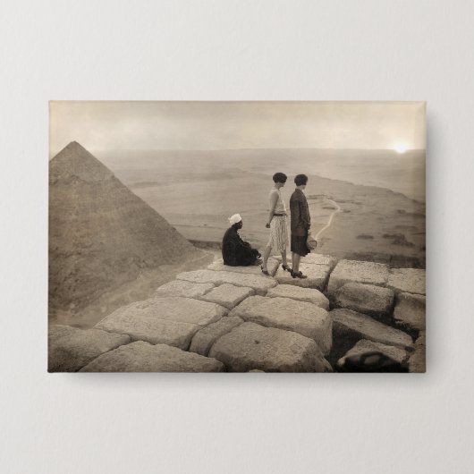 Flapper Girls Sunrise Khufu Pyramid, Ägypten 1920 Button (Vorderseite)