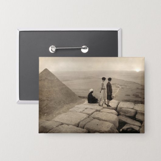 Flapper Girls Sunrise Khufu Pyramid, Ägypten 1920 Button (Vorderseite/Rückseite)