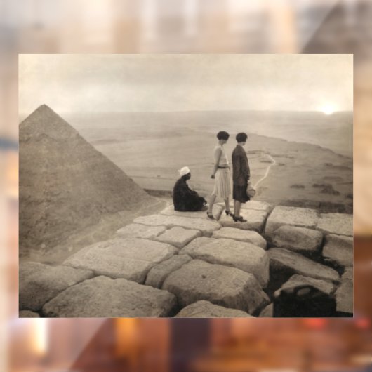 Flapper Girls Sunrise Khufu Pyramid, Ägypten 1920 Fensteraufkleber (Blatt 2)