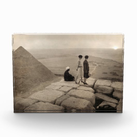 Flapper Girls Sunrise Khufu Pyramid, Ägypten 1920 Fotoblock (Vorderseite)