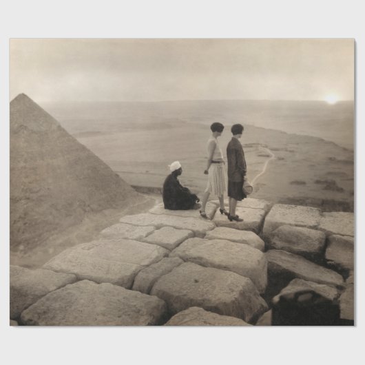Flapper Girls Sunrise Khufu Pyramid, Ägypten 1920 Geschenkpapier (Flach)