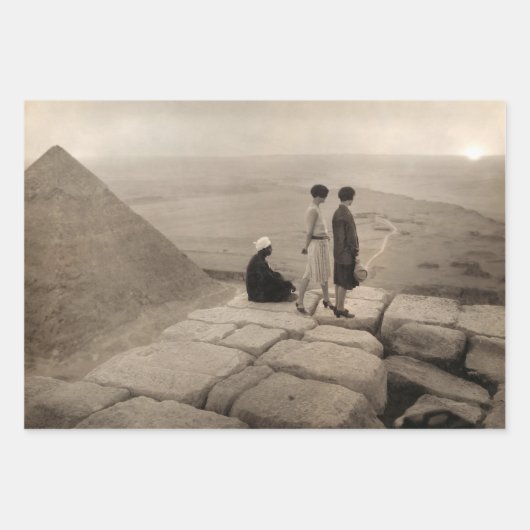 Flapper Girls Sunrise Khufu Pyramid, Ägypten 1920 Geschenkpapier Set (Vorderseite)
