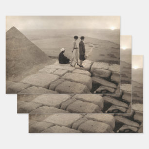 Flapper Girls Sunrise Khufu Pyramid, Ägypten 1920 Geschenkpapier Set