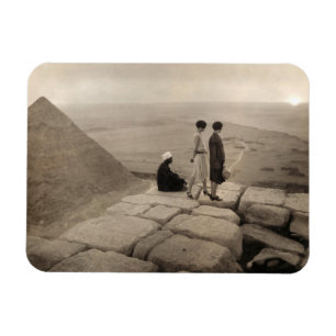 Flapper Girls Sunrise Khufu Pyramid, Ägypten 1920 Magnet