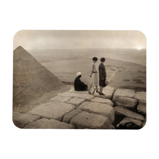 Flapper Girls Sunrise Khufu Pyramid, Ägypten 1920 Magnet (Horizontal)
