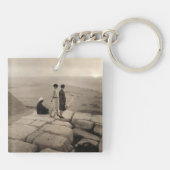 Flapper Girls Sunrise Khufu Pyramid, Ägypten 1920 Schlüsselanhänger (Rückseite)