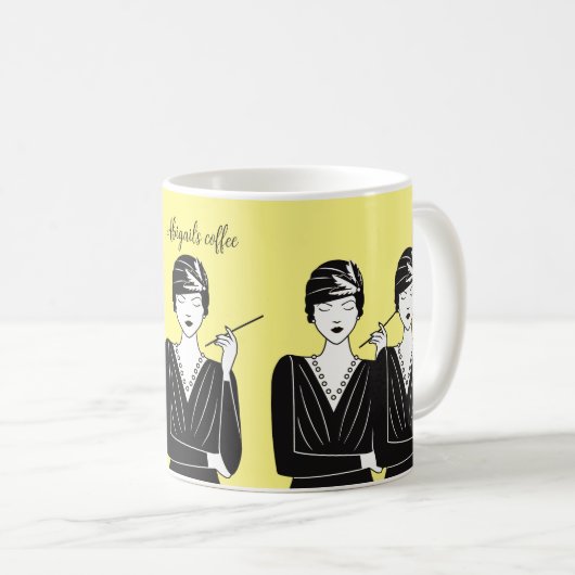 Flapper Glam Model Theme der 20er Jahre. Bearbeitb Kaffeetasse (VorderseiteRechts)