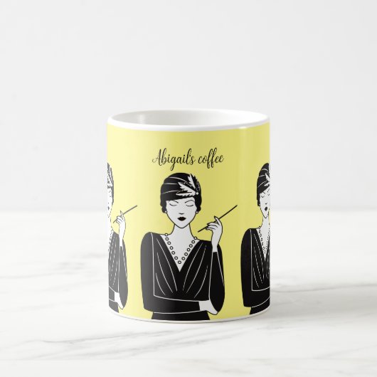 Flapper Glam Model Theme der 20er Jahre. Bearbeitb Kaffeetasse (Mittel)
