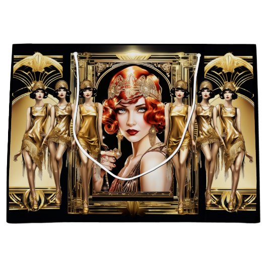 Flapper großartige gatsby Girl redhead 1920er Part Große Geschenktüte (Vorderseite)