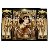 Flapper großartiges gatsby Girl braune Haare 1920e Große Geschenktüte (Rückseite)