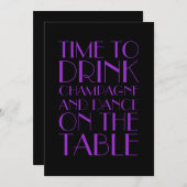 Flapper Hochzeit Einladung Lila (Vorne/Hinten)