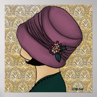 Flapper in einem Hut Poster