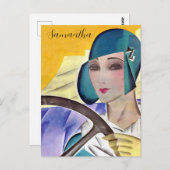 Flapper in Lila Hat Postkarte (Vorne/Hinten)