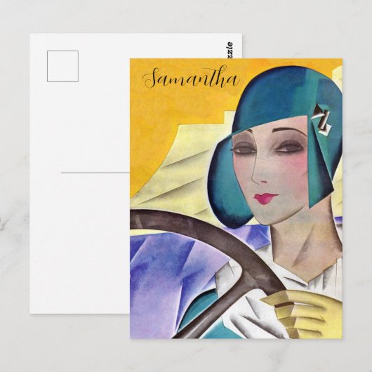 Flapper in Lila Hat Postkarte (Vorne/Hinten)