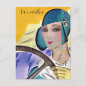 Flapper in Lila Hat Postkarte (Vorderseite)