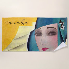 Flapper in Lila Hat Strandtuch