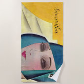 Flapper in Lila Hat Strandtuch (Vorderseite)