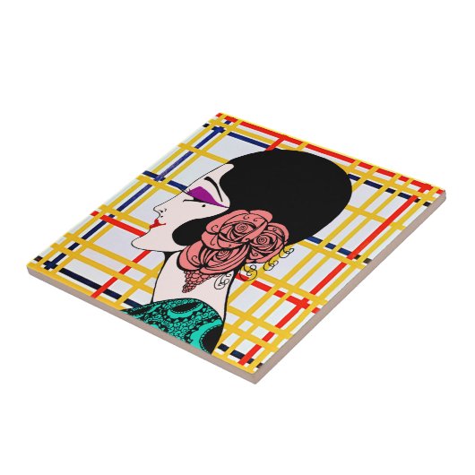 Flapper Lady Elegance über Mondrians New York Fliese (Seite)