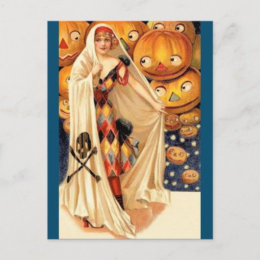 Flapper Mädchen Halloween Postkarte (Vorderseite)