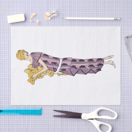 Flapper mit Blume, Decoupage Seidenpapier (Handwerk)