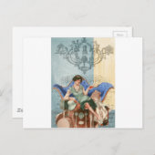 Flapper mit Koffern, Reise der 20er Jahre, Kunstsa Postkarte (Vorne/Hinten)