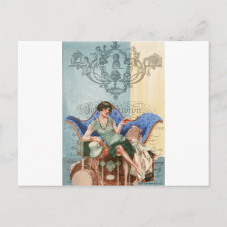 Flapper mit Koffern, Reise der 20er Jahre, Kunstsa Postkarte