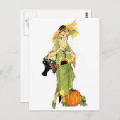 Flapper mit Kürbis Postkarte (Vorne/Hinten)