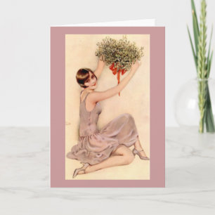 Flapper mit Mistelzweig Feiertagskarte