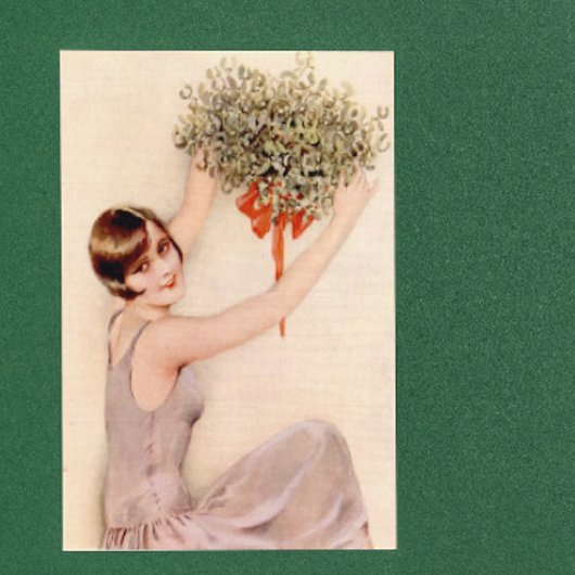Flapper mit Mistelzweig J Magnetkarte