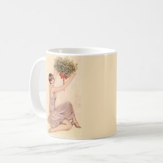 Flapper mit Mistletoe Kaffeetasse (Vorderseite Links)