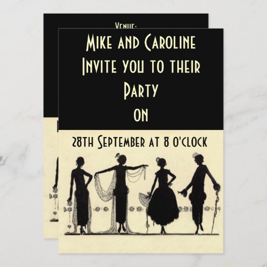 Flapper-Party Einladung 20 (Vorne/Hinten)