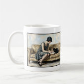 Flapper Reading a book with a black cat Literature Kaffeetasse (Links)