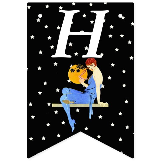 Flapper Rotes Haar auf dem Regal Weiße Sterne Gebu Wimpelkette (Erste Fahne)