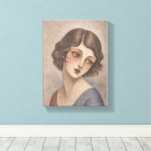 Flapper Schüchternes Mädchen in Pastellfarben Leinwanddruck (Insitu (Holzboden))