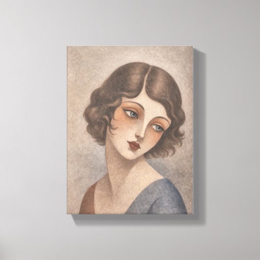 Flapper Schüchternes Mädchen in Pastellfarben Leinwanddruck (Vorderseite)