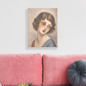 Flapper Schüchternes Mädchen in Pastellfarben Leinwanddruck (Insitu (Wohnzimmer))
