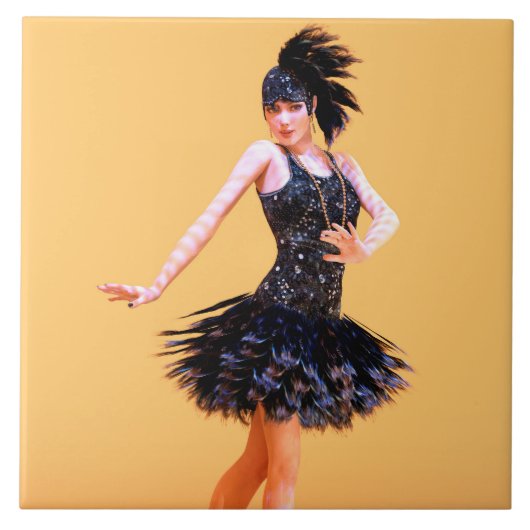 Flapper-Tanz Vintage Fliese (Vorderseite)