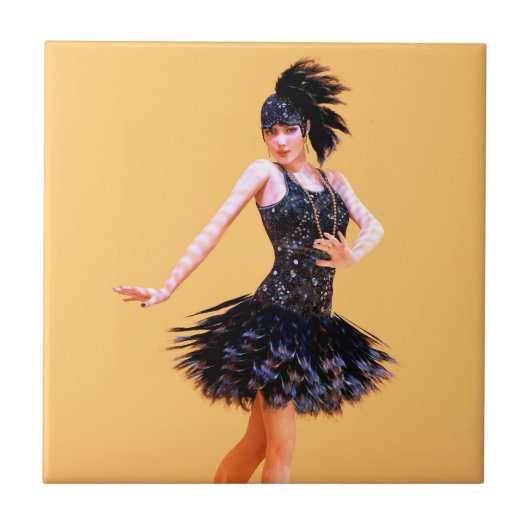 Flapper-Tanz Vintage Fliese (Vorderseite)