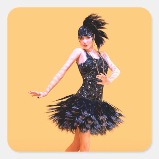 Flapper-Tanz Vintage Quadratischer Aufkleber (Vorderseite)
