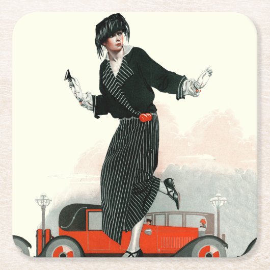 Flapper und Roadster Rechteckiger Pappuntersetzer (Vorderseite)