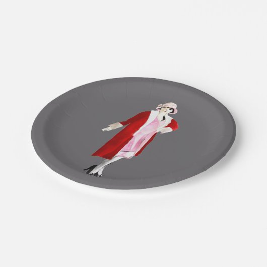 Flapper Vintage Fashion Dame rauscht zwanzig Pappteller (Schrägansicht)