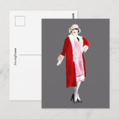 Flapper Vintage Fashion Dame rauscht zwanzig Postkarte (Vorne/Hinten)