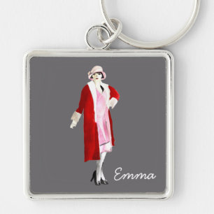 Flapper Vintage Fashion Dame rauscht zwanzig Schlüsselanhänger