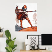 Flapper Woman in Cloche Hat Bird Junting Poster (Heimbüro)